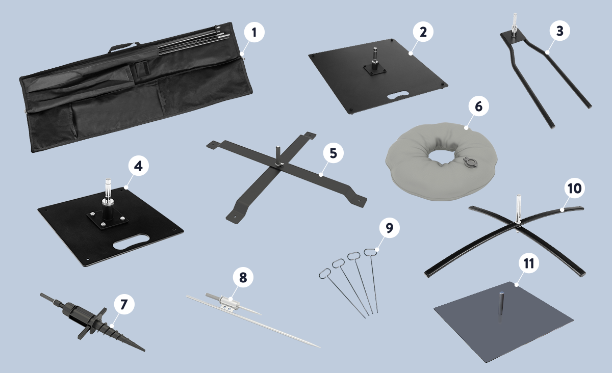 Nordsign beach flag bases, ground fixings and transport accessories