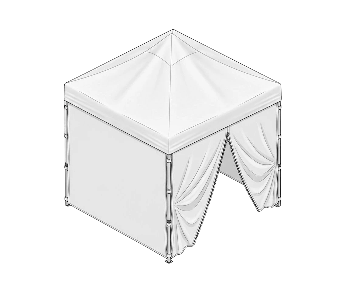 
Tent wall with zippered door